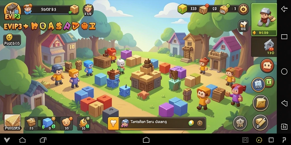 Tampilan gameplay EVIP3 yang penuh warna dan menarik.