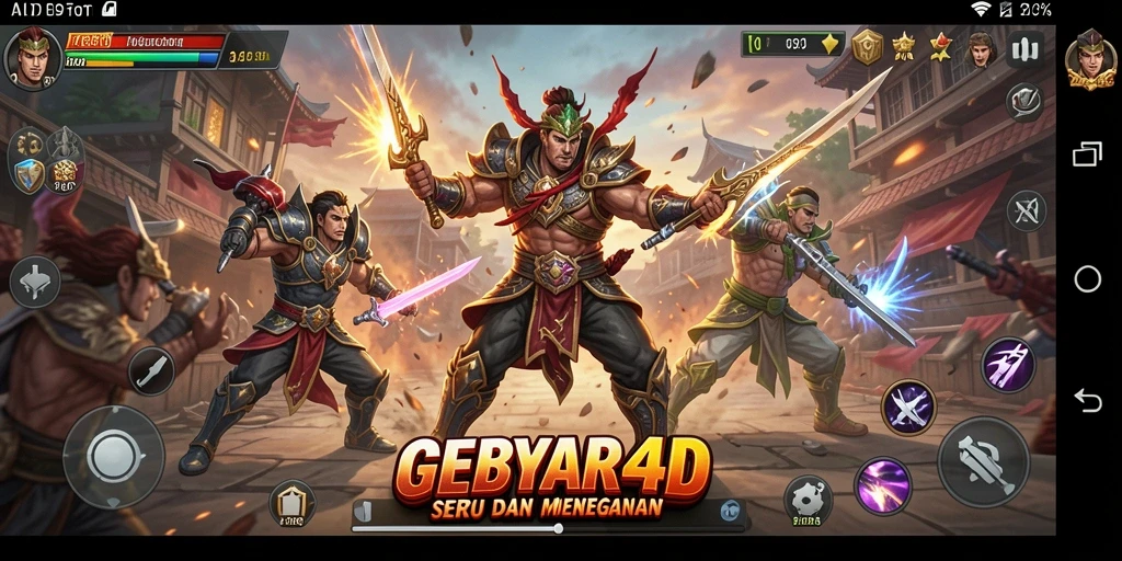 Gameplay GEBYAR4D menampilkan pertarungan yang seru dengan karakter unik.