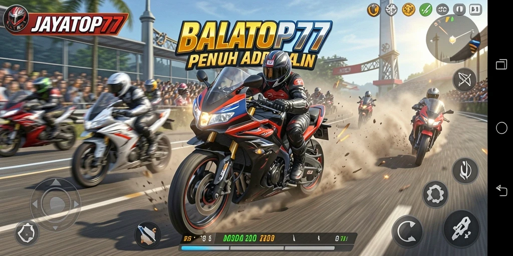 Tampilan menarik dari gameplay balapan motor yang mendebarkan.