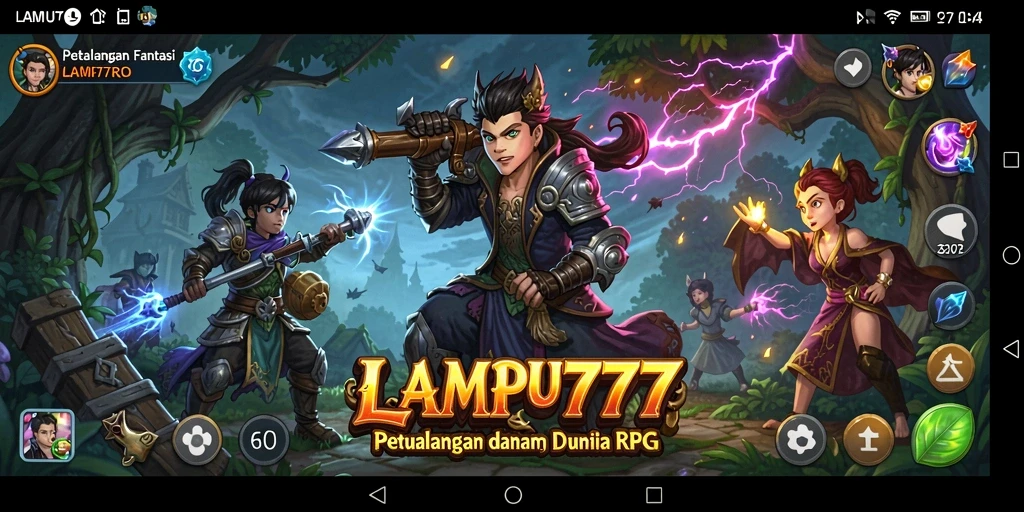Tangkapan layar utama menampilkan aksi pertempuran di LAMPU777.
