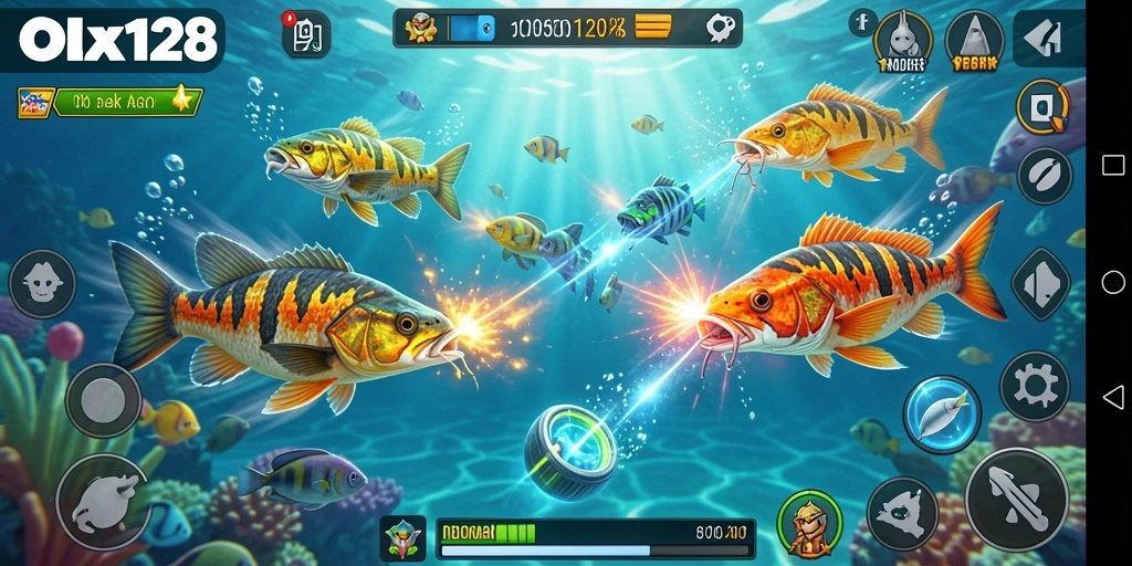 Screenshot gameplay OLX128 yang menampilkan aksi Tembak Ikan yang mendebarkan.