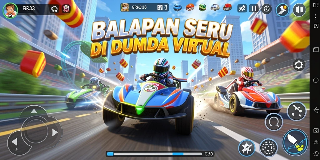Screenshot RR33 menampilkan aksi balapan yang mendebarkan dan grafis menawan.